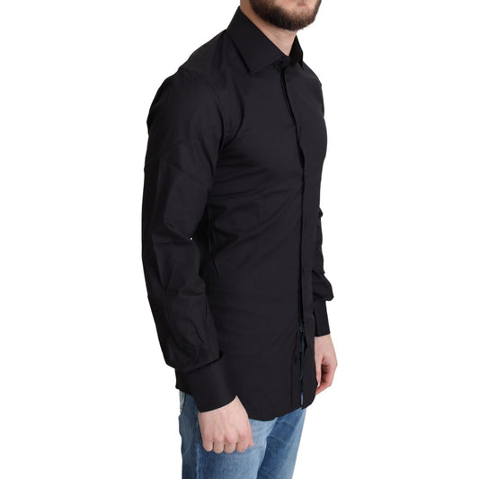 Dolce & Gabbana Elegant Black Gold Slim Fit Dress Shirt Dolce & Gabbana