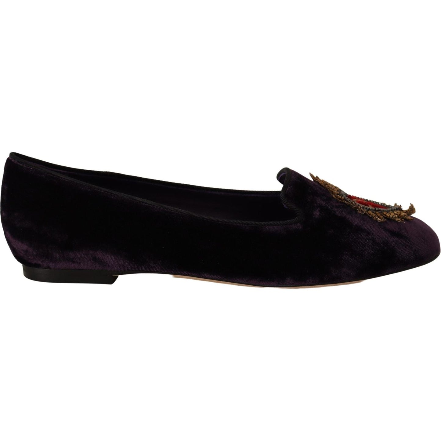 Dolce & Gabbana Chic Purple Velvet Loafers with Heart Detail Dolce & Gabbana