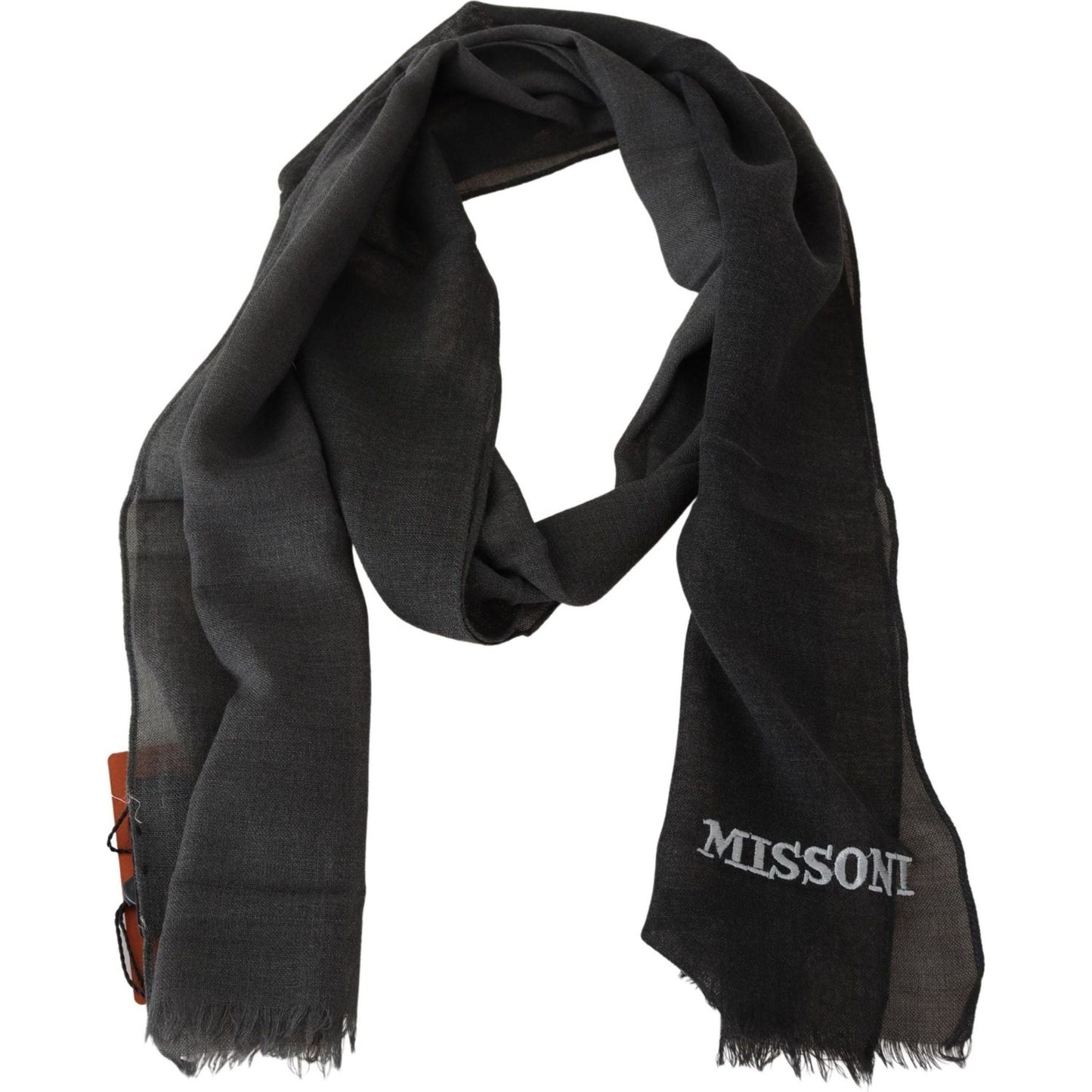 Missoni Elegant Black Wool Scarf with Fringes Missoni