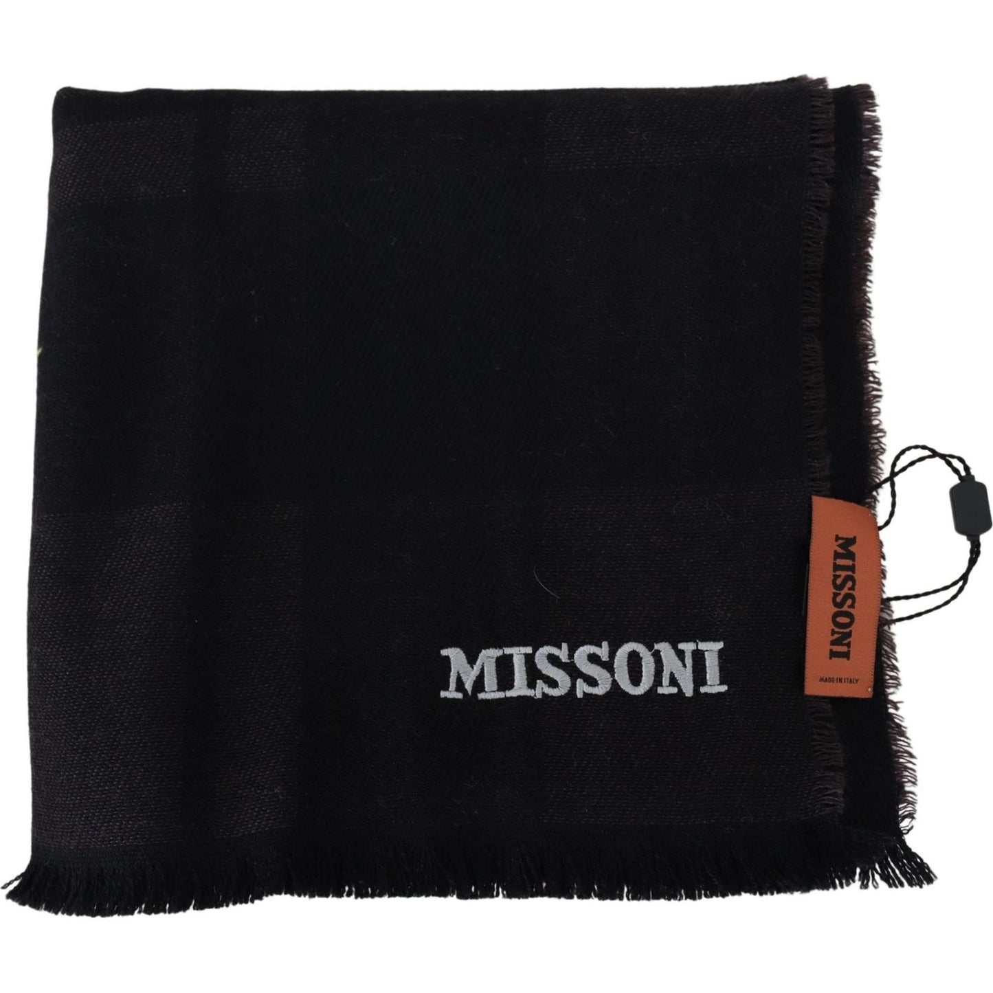 Missoni Elegant Black Wool Scarf with Logo Embroidery Missoni