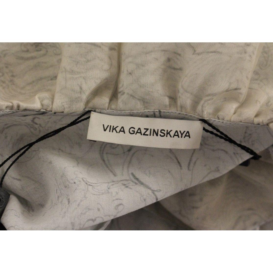 Vika Gazinskaya Elegant Blue Cotton Tunic Blouse Vika Gazinskaya