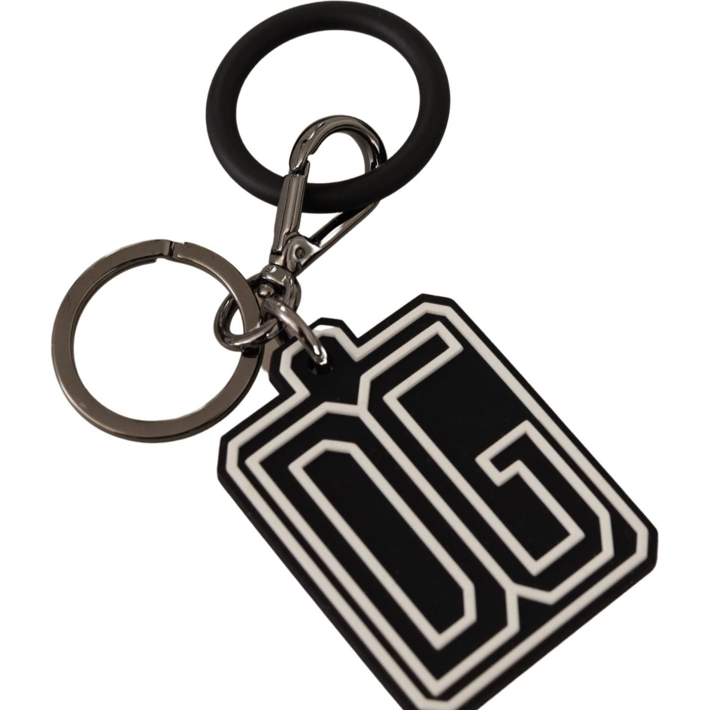 Dolce & Gabbana Elegant Silver & Rubber Designer Keyring