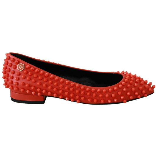 Philipp Plein Vibrant Orange Pointed Leather Flats WOMAN FLAT SHOES Philipp Plein