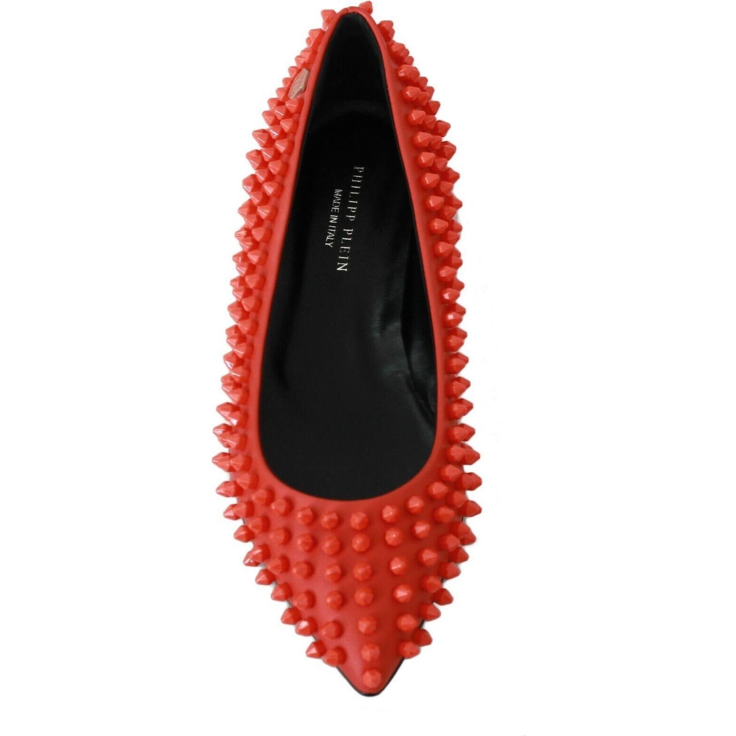 Philipp Plein Vibrant Orange Pointed Leather Flats WOMAN FLAT SHOES Philipp Plein