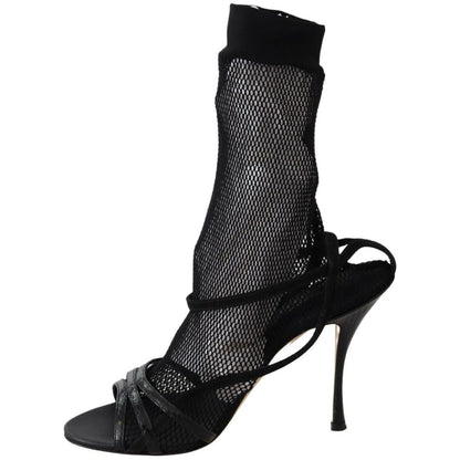 Dolce & Gabbana Black Suede Short Boots Sandals Shoes