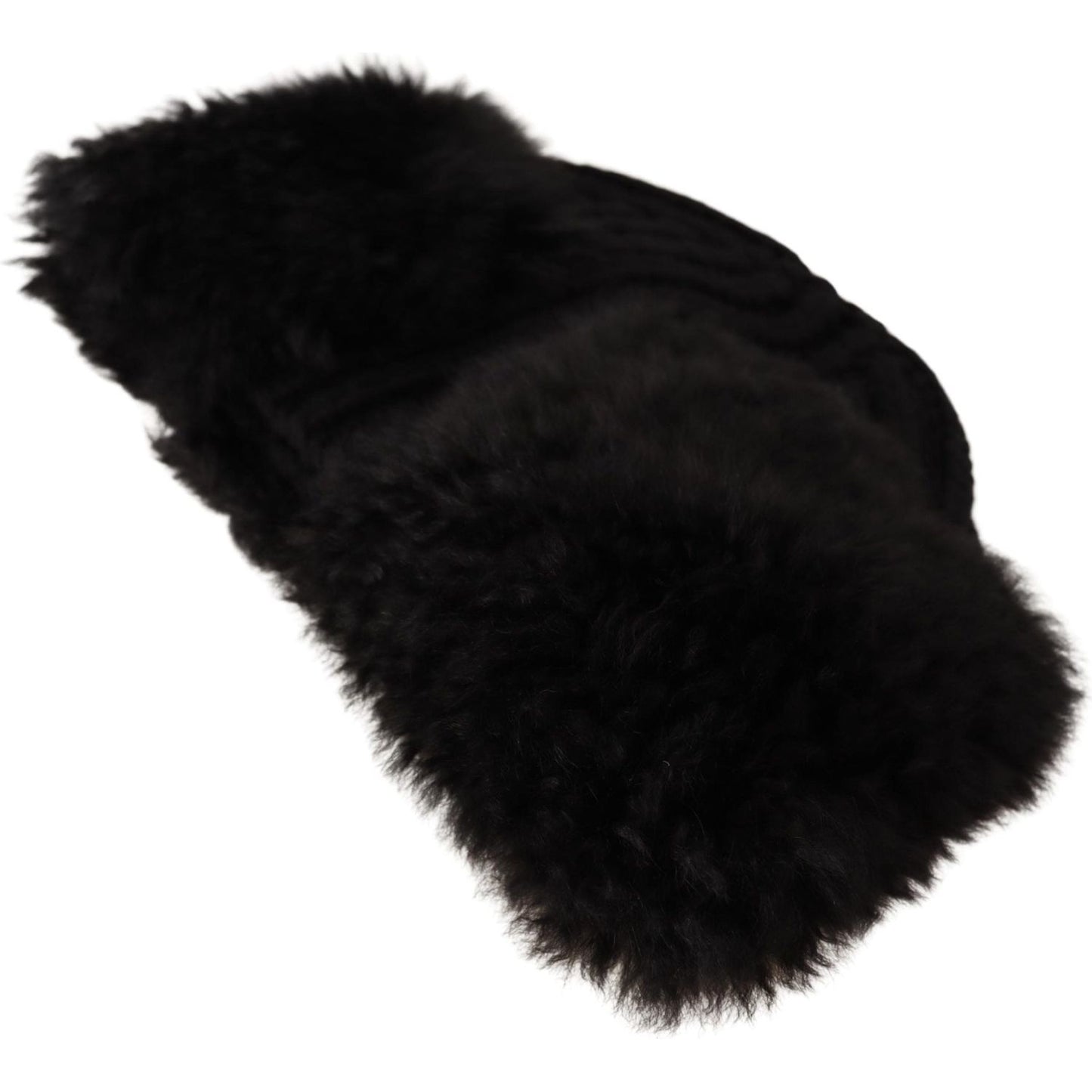 Dolce & Gabbana Elegant Black Cashmere Alpaca Fur Beanie Beanie Hat Dolce & Gabbana