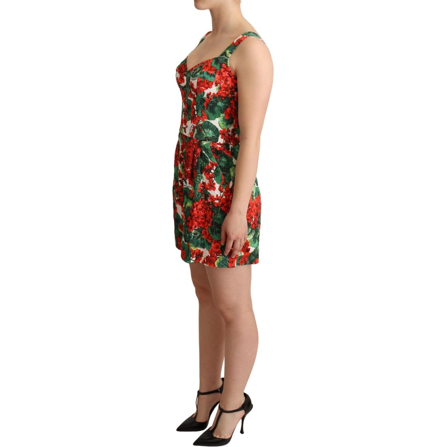 Dolce & Gabbana Chic Red Geranium Print Sleeveless Jumpsuit WOMAN DRESSES Dolce & Gabbana