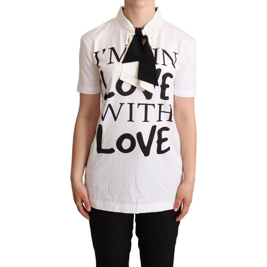 Dolce & Gabbana Chic Love Slogan Silk Cotton Tee Dolce & Gabbana