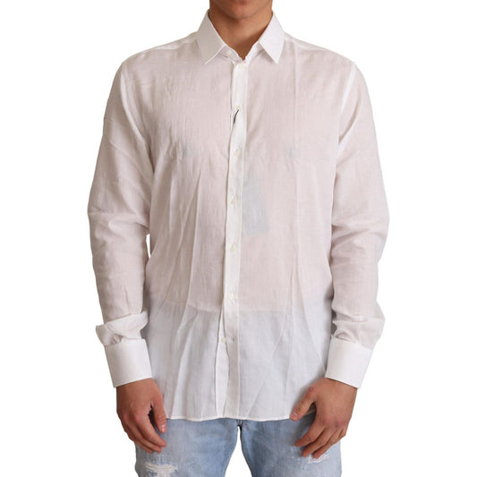 Dolce & Gabbana White Cotton Floral Pattern MARTINI Shirt