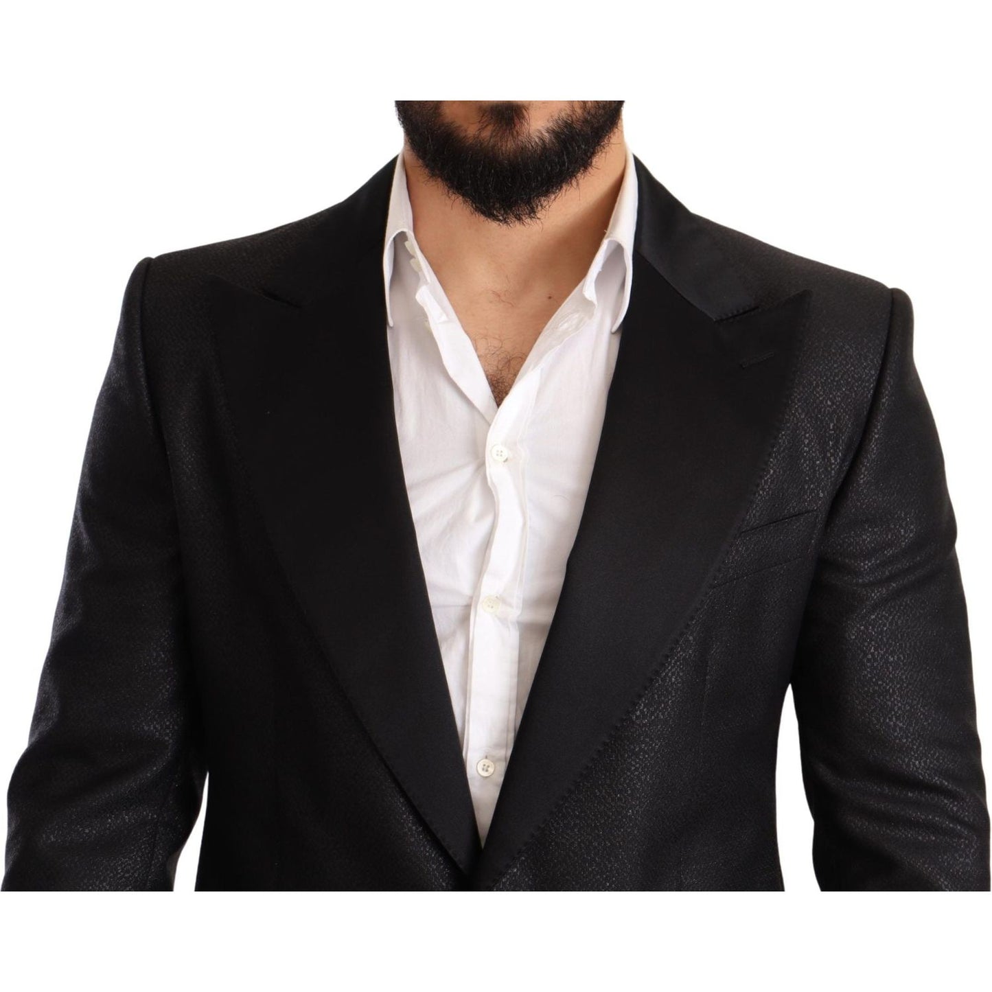 Dolce & Gabbana Elegant Black Metallic Slim Fit Blazer Jacket Blazer Jacket Dolce & Gabbana