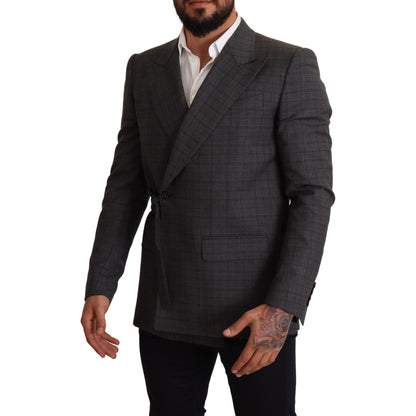 Dolce & Gabbana Gray Check Wool Slim Fit Blazer Jacket