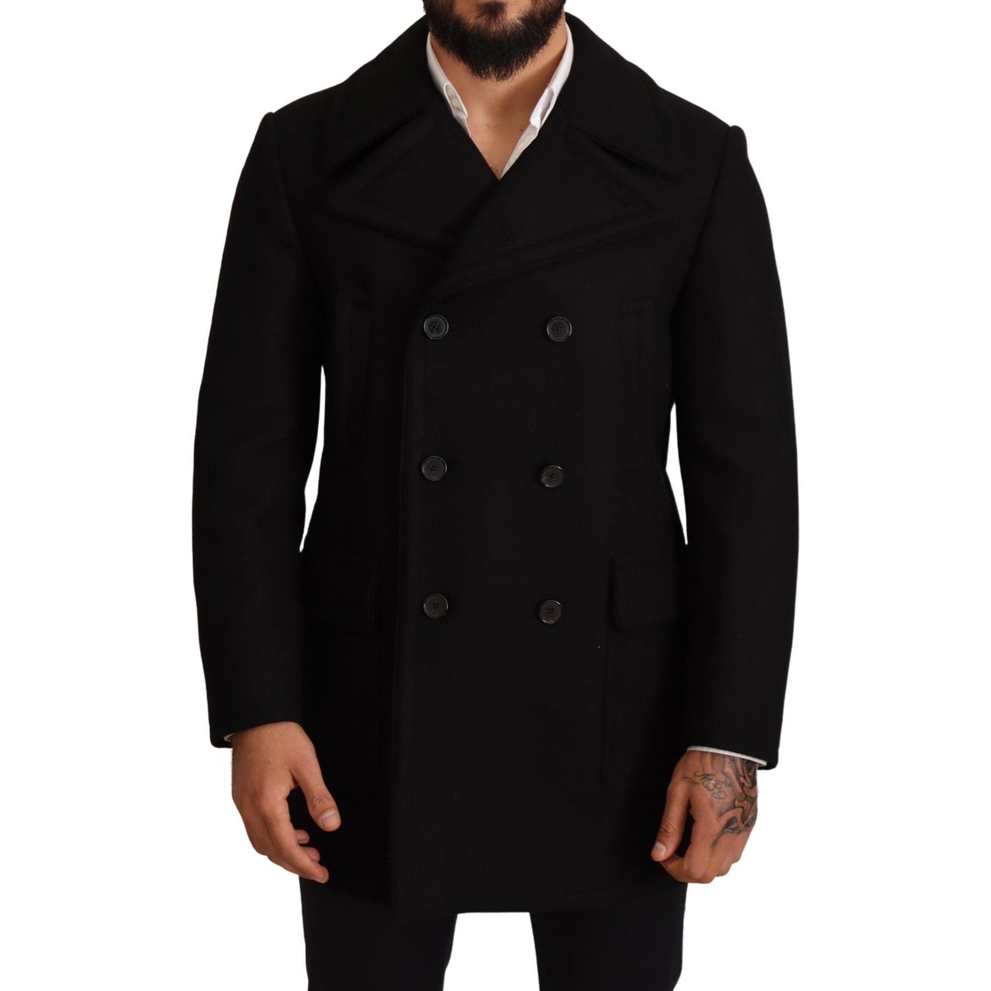 Dolce & Gabbana Elegant Black Double Breasted Trench Coat Dolce & Gabbana