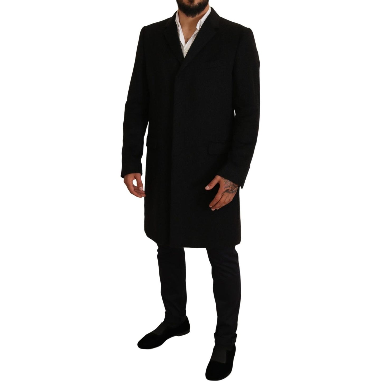 Dolce & Gabbana Elegant Gray Long Overcoat in Pure Cashmere MAN COATS & JACKETS Dolce & Gabbana