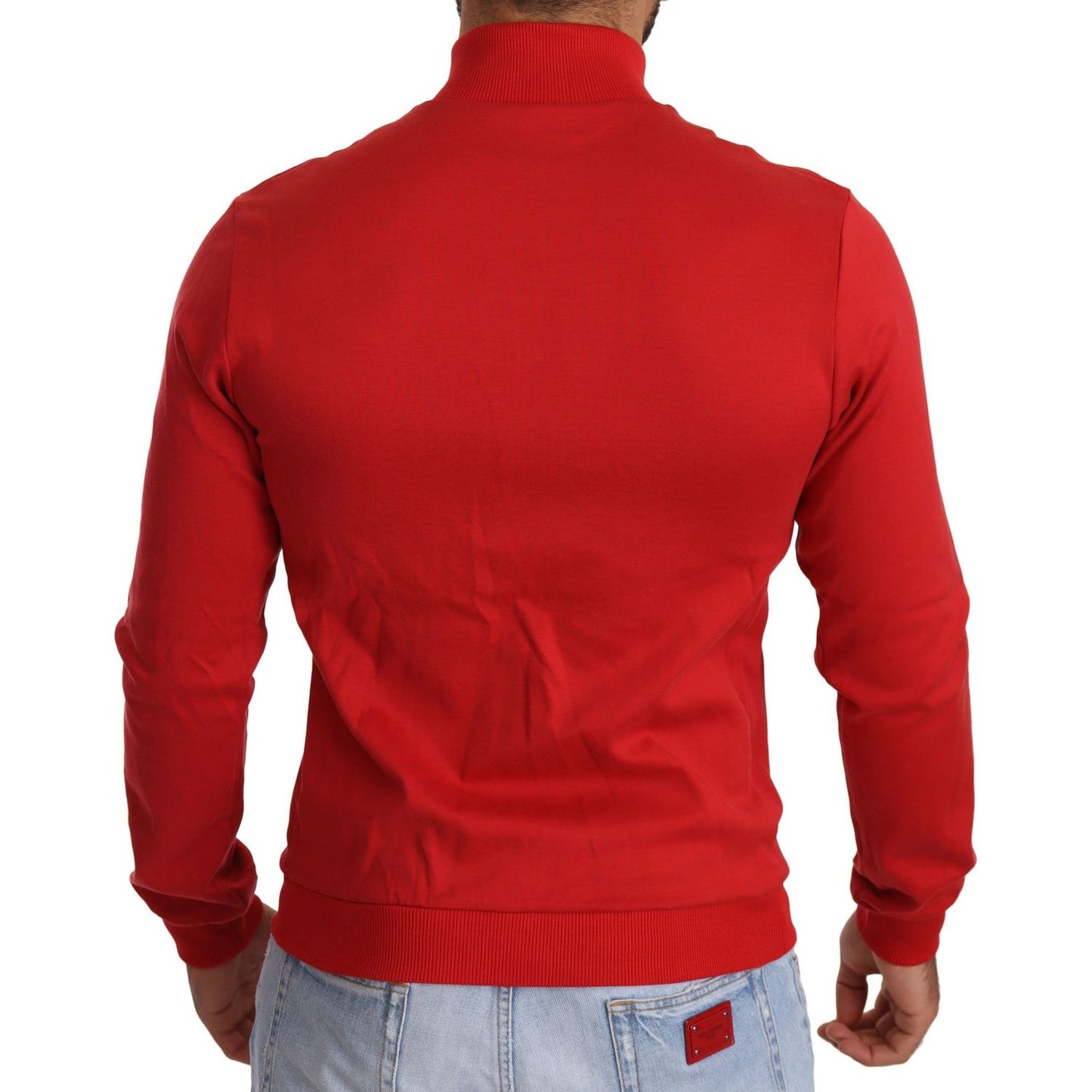 Dolce & Gabbana Elegant Red Full Zip Sweater with DG Motor Club Motif MAN SWEATERS Dolce & Gabbana