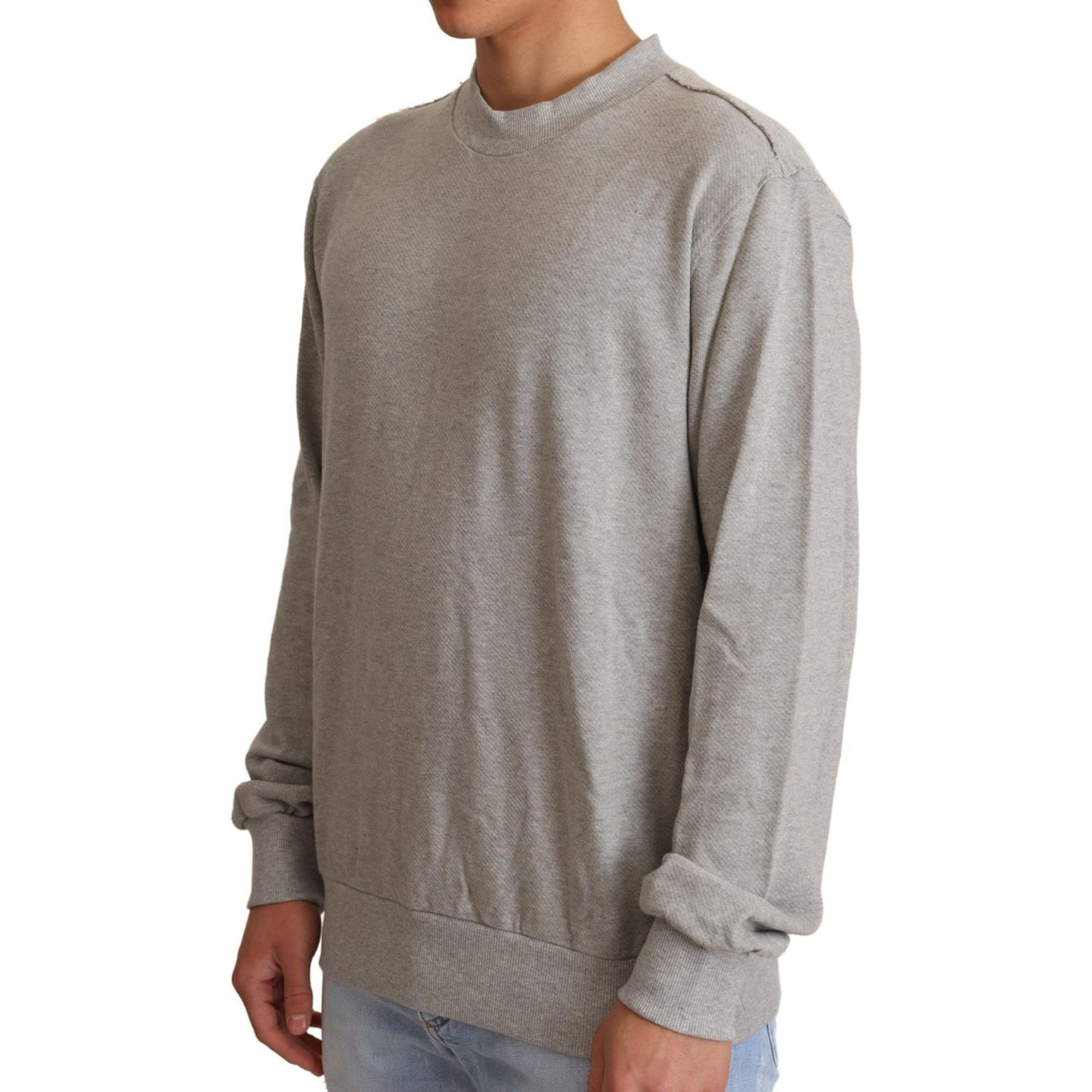 Dolce & Gabbana Gray Cotton Crewneck Pullover Sweater