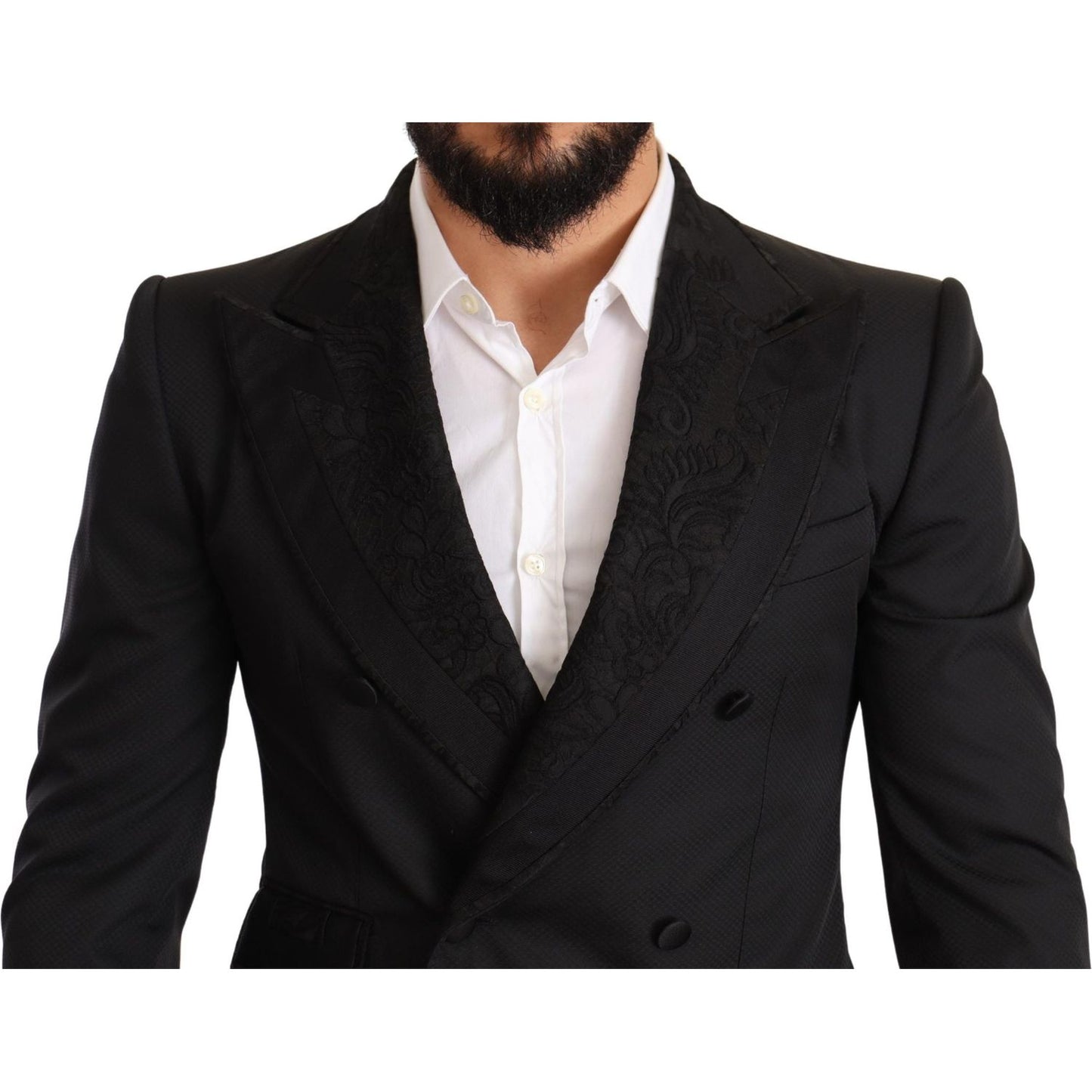 Dolce & Gabbana Elegant Black Floral Brocade Suit Suit Dolce & Gabbana