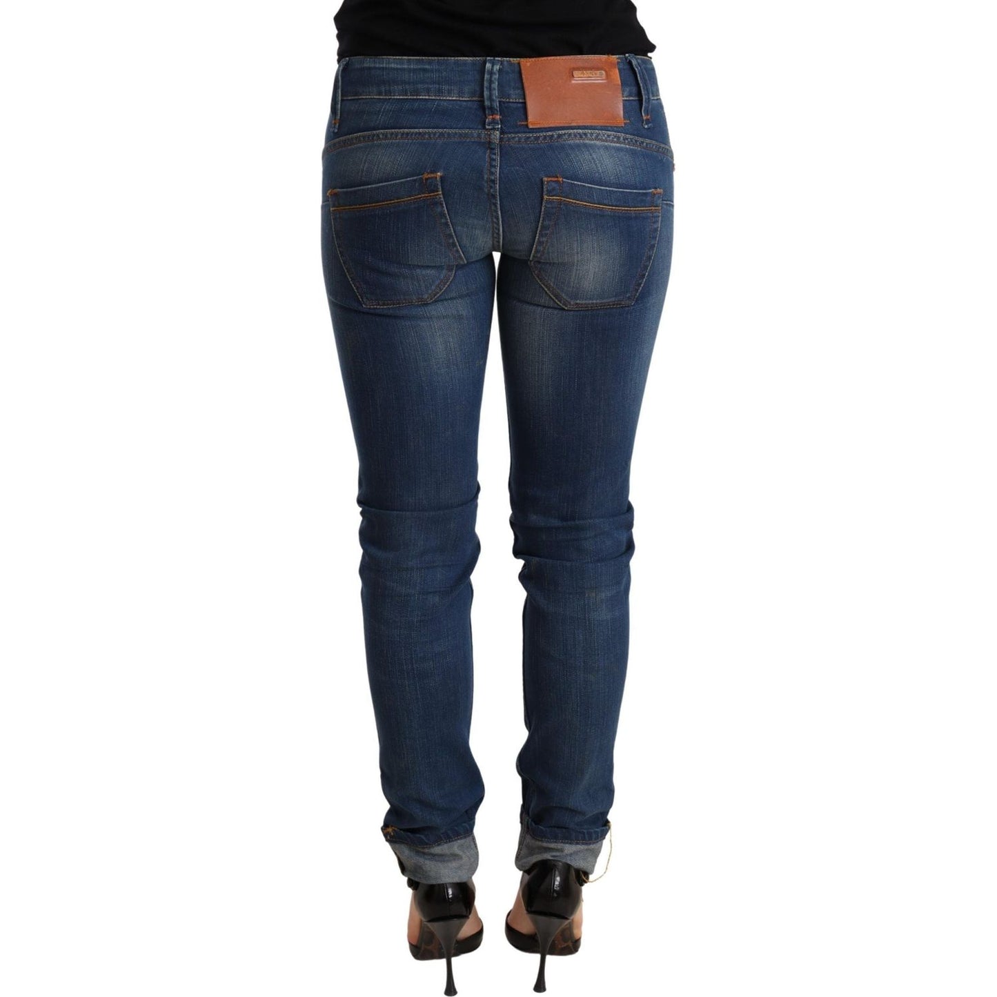 Acht Chic Blue Washed Push-Up Skinny Jeans Jeans & Pants Acht