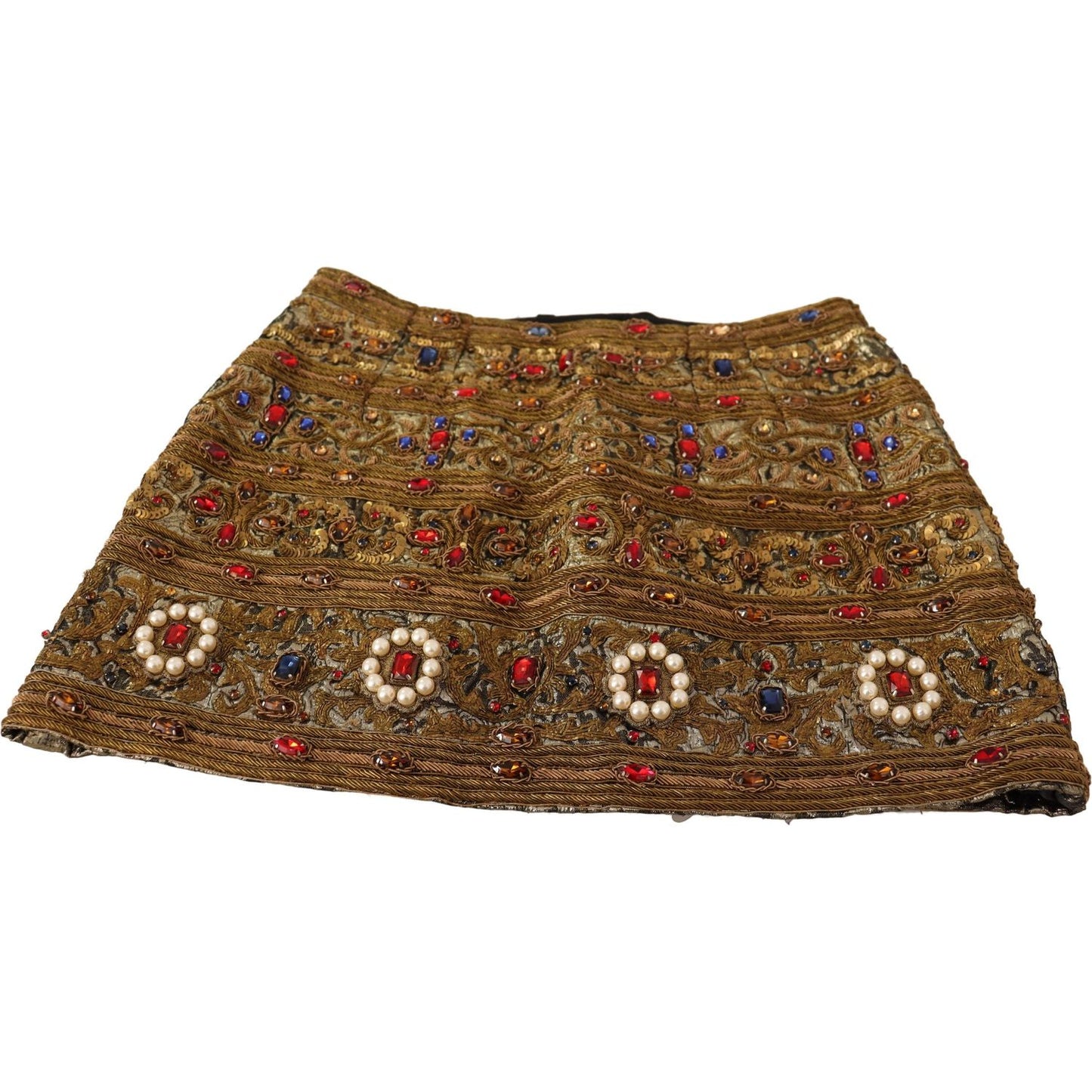 Dolce & Gabbana Gold Embellished High Waist Mini Skirt Dolce & Gabbana