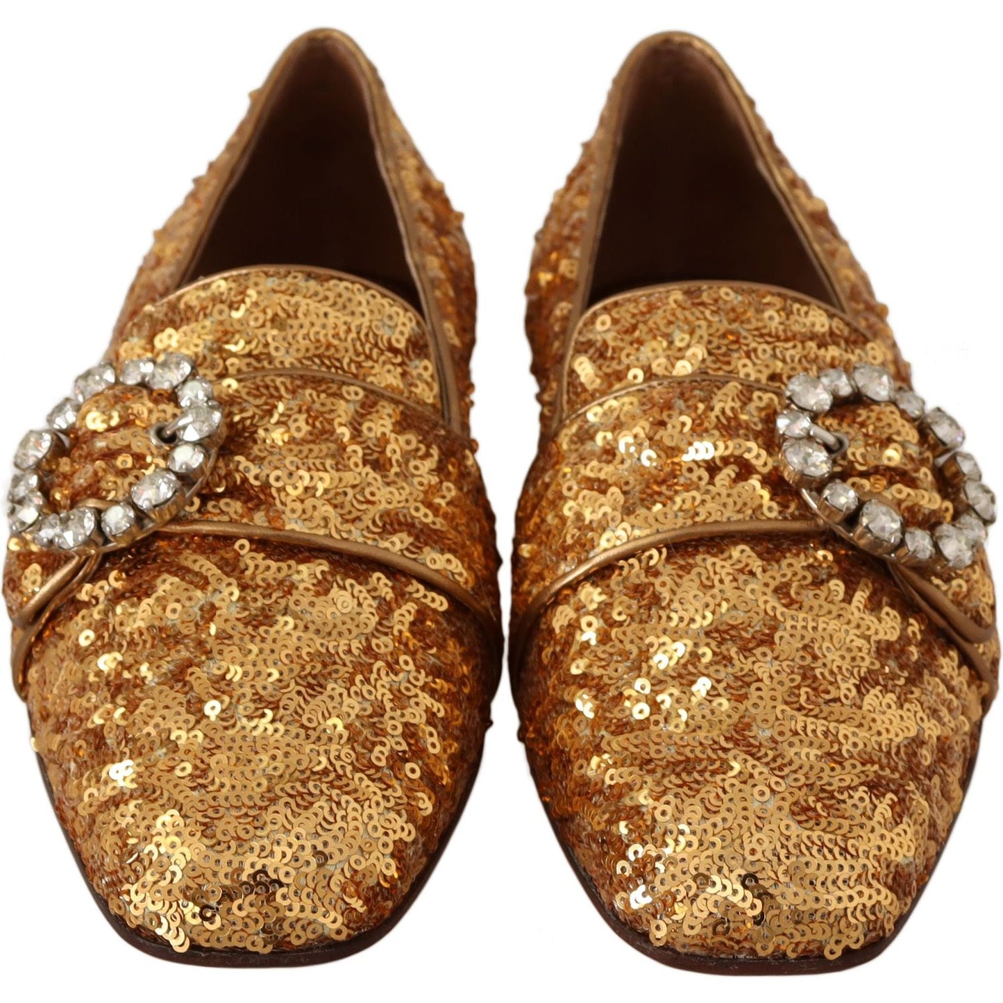 Dolce & Gabbana Elegant Gold Sequin Crystal Flats