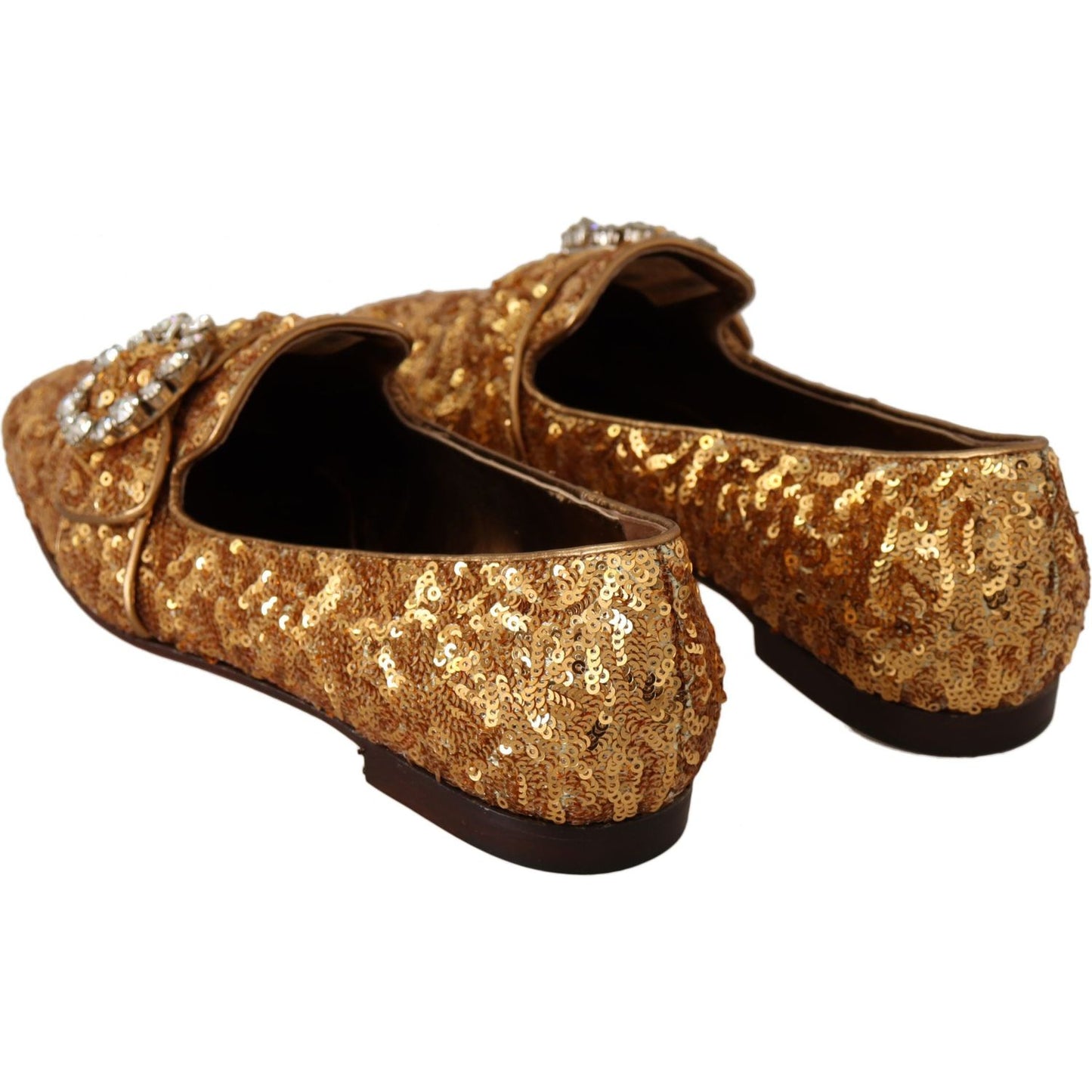 Dolce & Gabbana Elegant Gold Sequin Crystal Flats