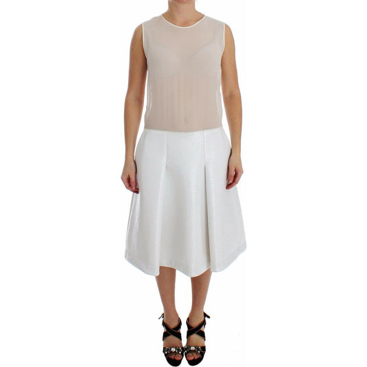 Koonhor Elegant White Silk-Wool Blend Tank Dress WOMAN DRESSES Koonhor