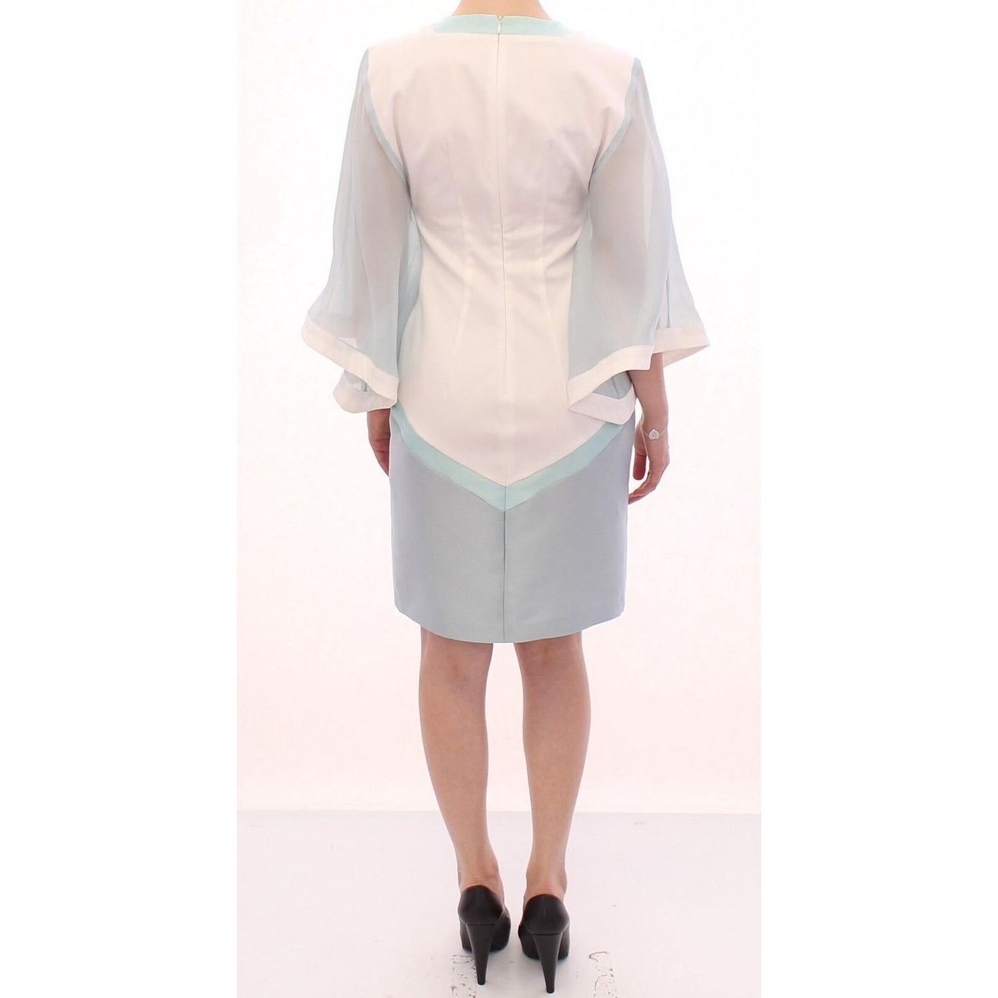 Sergei Grinko Elegant Turquoise Silk Sheath Dress WOMAN DRESSES Sergei Grinko