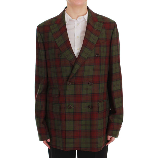 BENCIVENGA Elegant Checkered Double-Breasted Wool Blazer Blazer Jacket BENCIVENGA