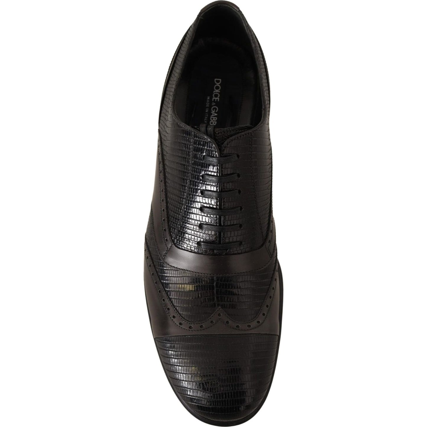 Dolce & Gabbana Elegant Brown Lizard Leather Oxford Shoes Dress Shoes Dolce & Gabbana