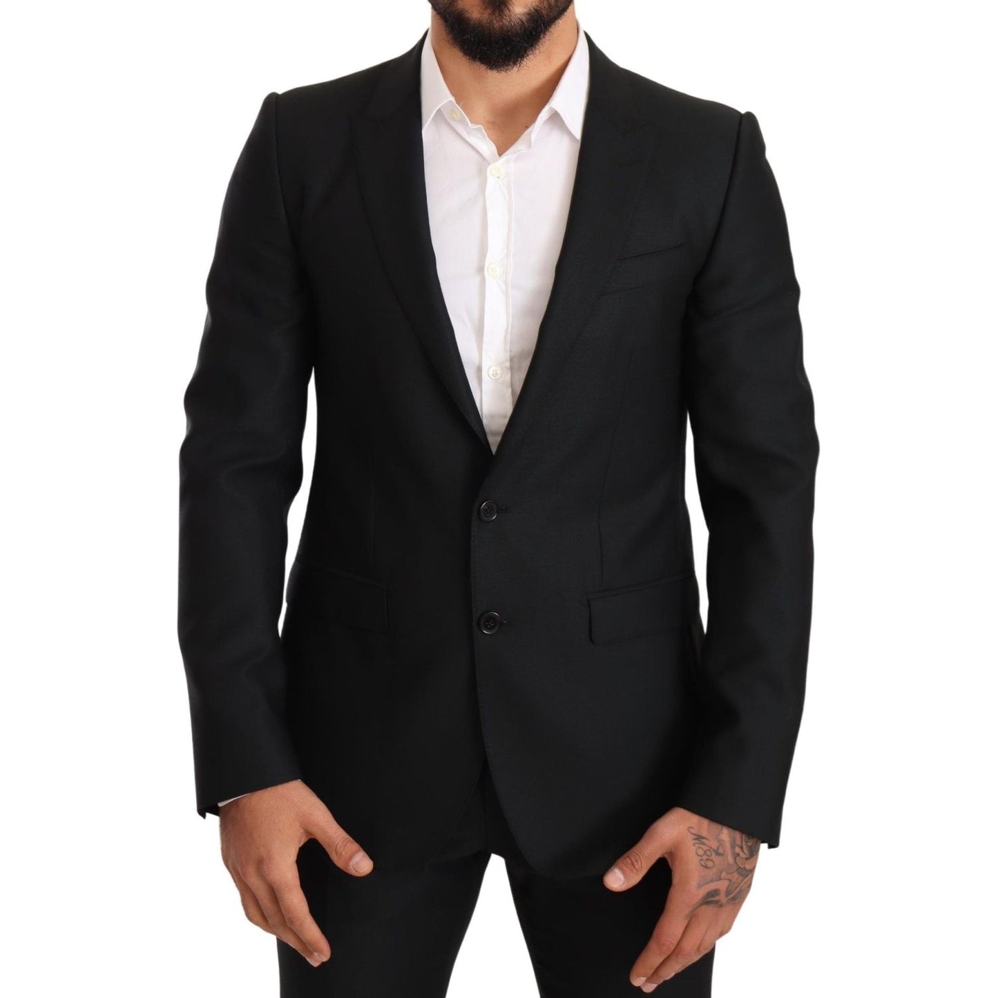 Dolce & Gabbana Sleek Black Virgin Wool Martini Suit Dolce & Gabbana