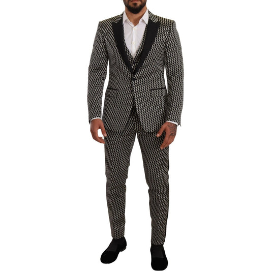 Dolce & Gabbana Elegant Martini Black Check Three-Piece Suit Dolce & Gabbana