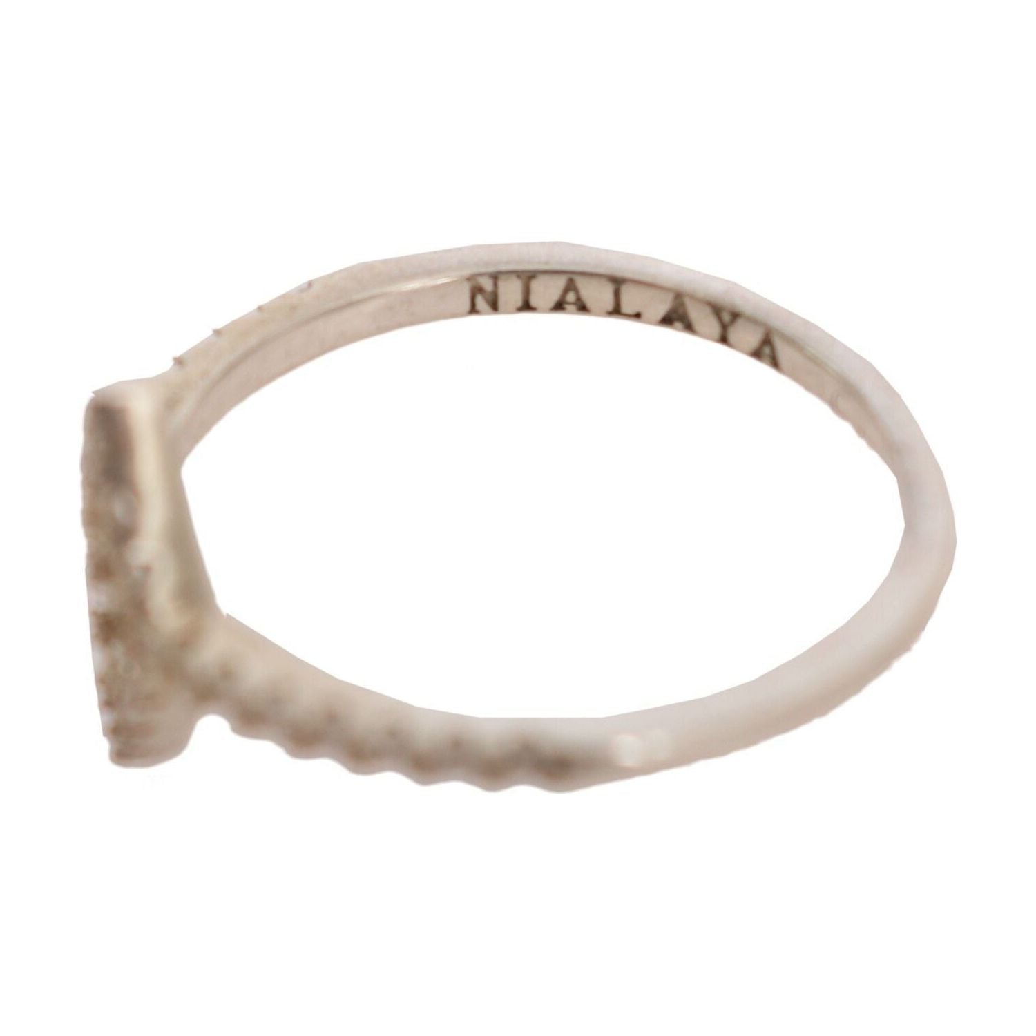 Nialaya Silver Rhombus Womens Clear CZ 925 Silver Ring