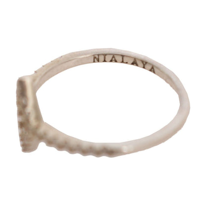 Nialaya Silver Rhombus Womens Clear CZ 925 Silver Ring