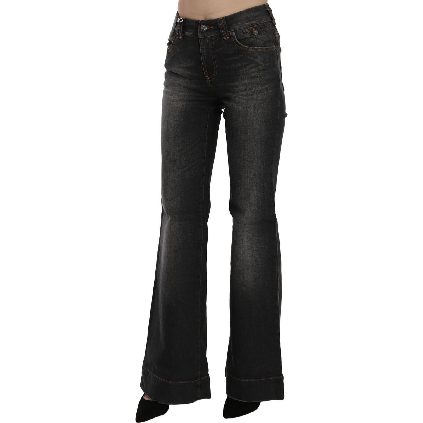 Dolce & Gabbana Svelte Mid Waist Flared Black Denim Jeans & Pants Dolce & Gabbana