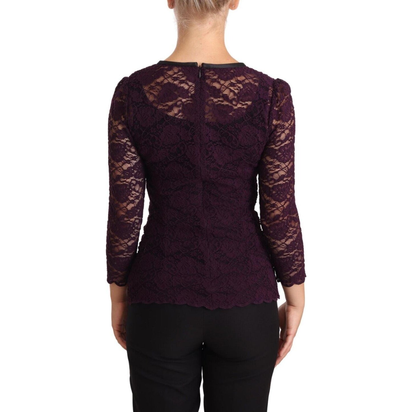 Dolce & Gabbana Elegant Sheer Lace Long Sleeve Blouse Blouse Top Dolce & Gabbana