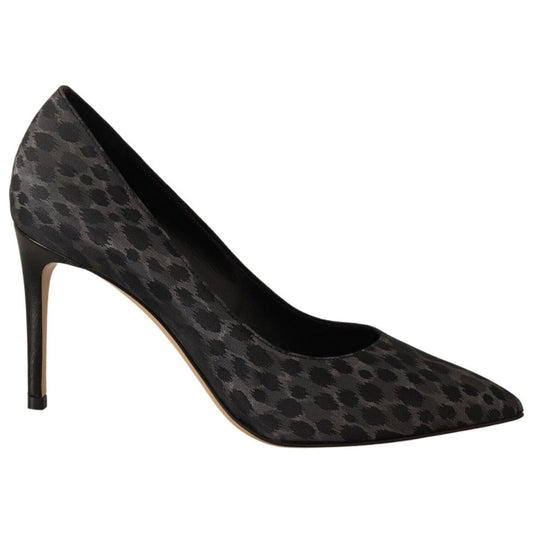 Sofia Elegant Black Leopard Print Leather Heels WOMAN PUMPS Sofia