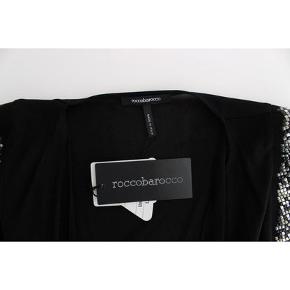 Roccobarocco Black Embellished Jersey Mini Sheath Short Dress