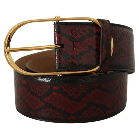 Dolce & Gabbana Elegant Red Python Leather Belt with Gold Buckle WOMAN BELTS Dolce & Gabbana