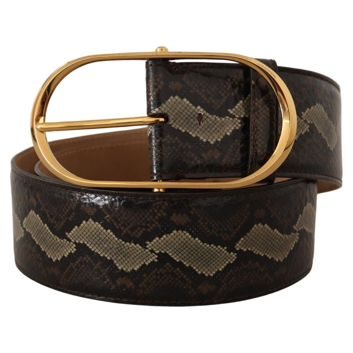 Dolce & Gabbana Elegant Snakeskin Belt with Gold Oval Buckle WOMAN BELTS Dolce & Gabbana