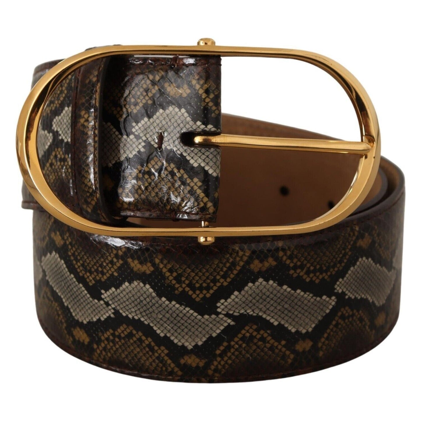 Dolce & Gabbana Elegant Gold Oval Buckle Leather Belt WOMAN BELTS Dolce & Gabbana