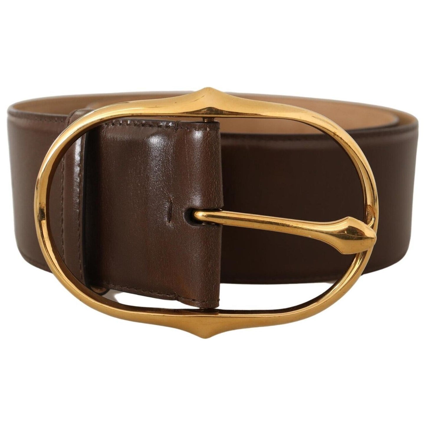 Dolce & Gabbana Elegant Brown Leather Belt with Gold Buckle Dolce & Gabbana