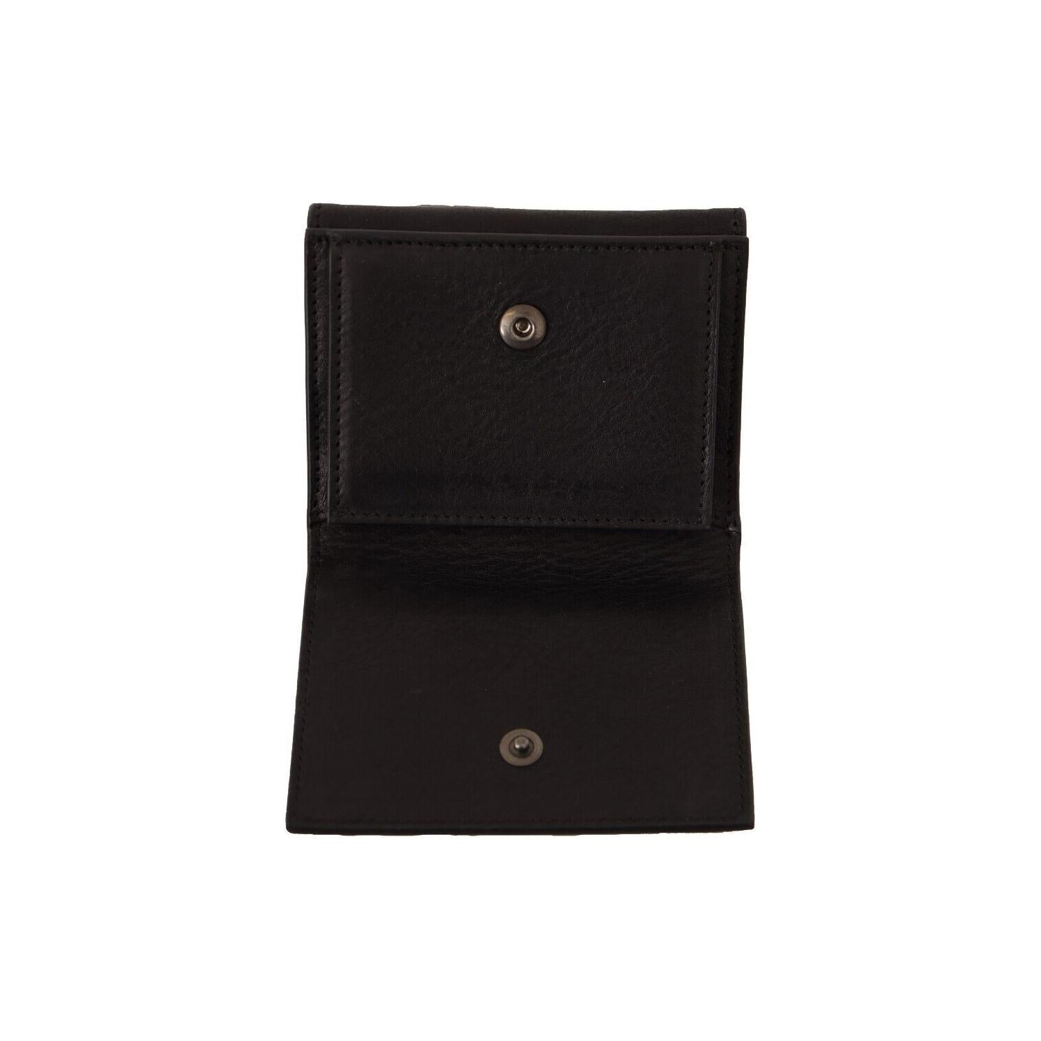 Dolce & Gabbana Black Leather Trifold Purse Belt Multi Kit Wallet