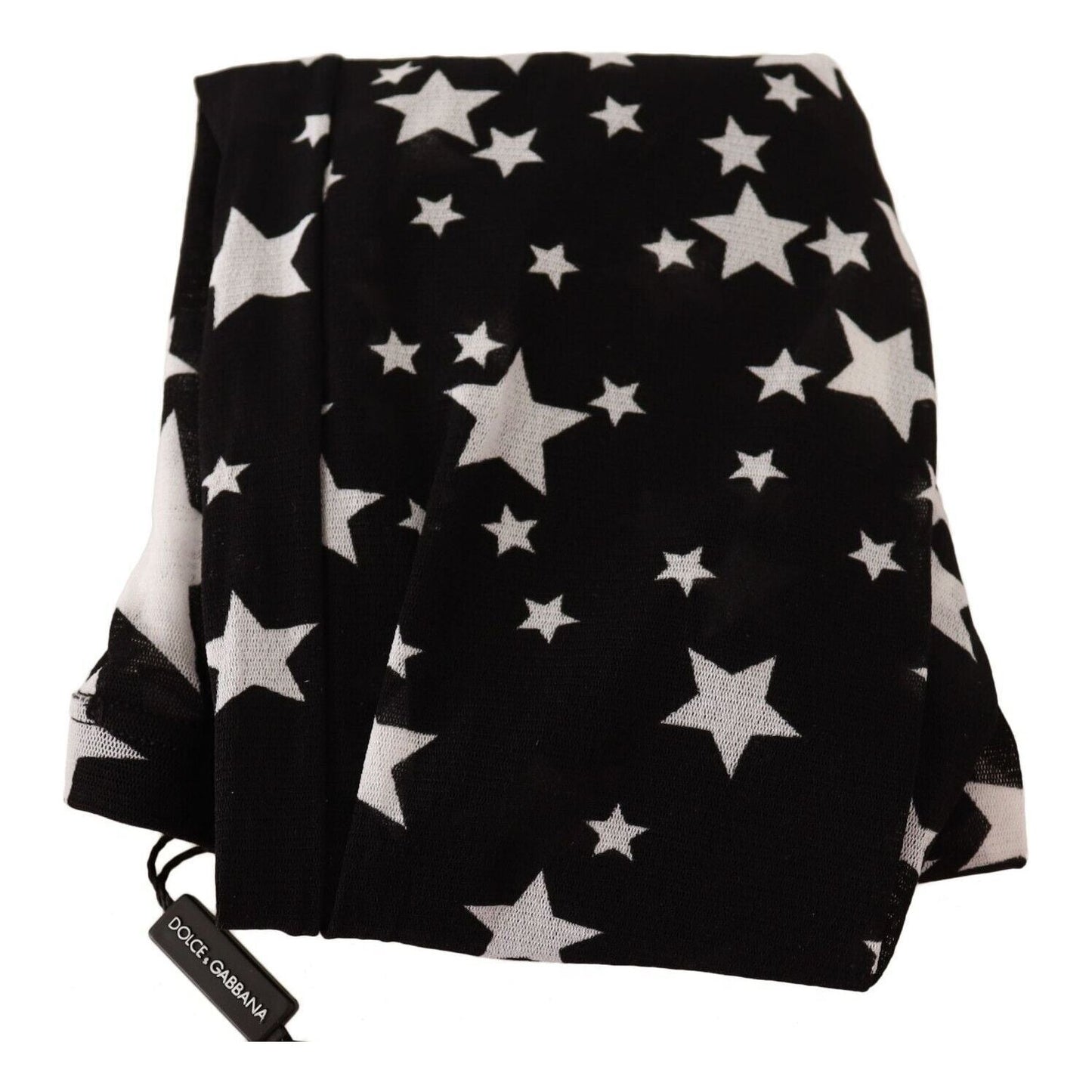 Dolce & Gabbana Black White Stars Print Nylon Stockings