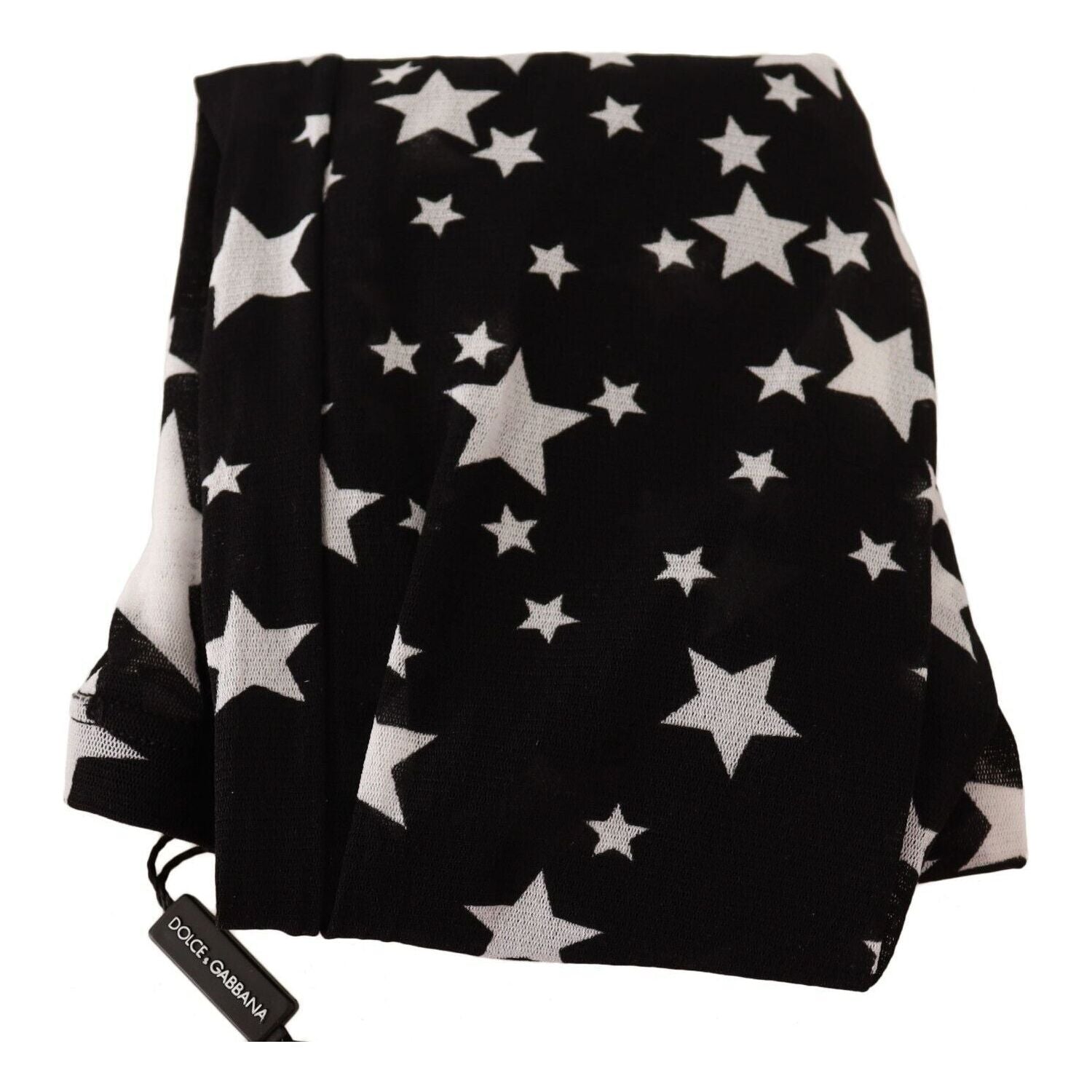 Dolce & Gabbana Black White Stars Print Nylon Stockings