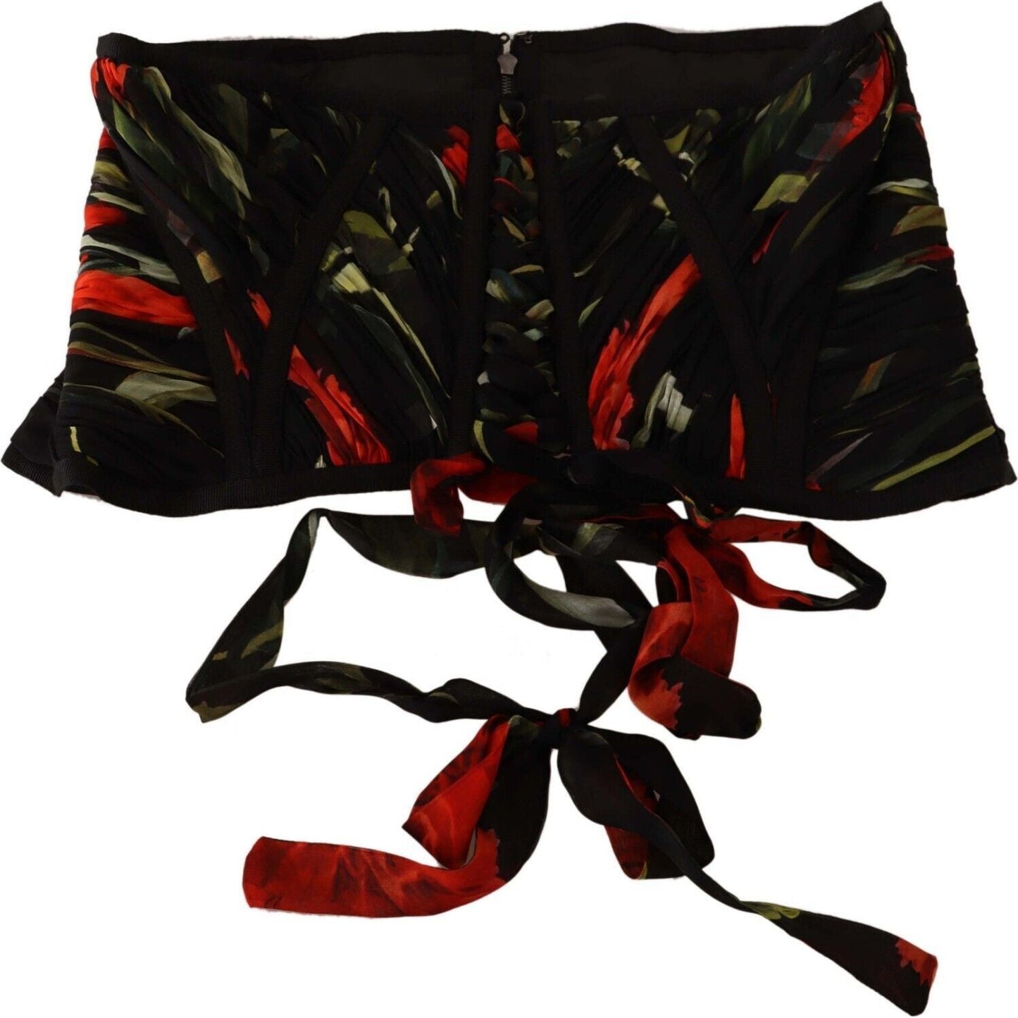 Dolce & Gabbana Elegant Black Silk Corset Belt Top Dolce & Gabbana