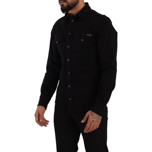 Dolce & Gabbana Slim Fit Casual Black Designer Shirt Dolce & Gabbana