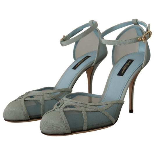 Dolce & Gabbana Elegant Blue Mesh Ankle Strap Sandals Dolce & Gabbana