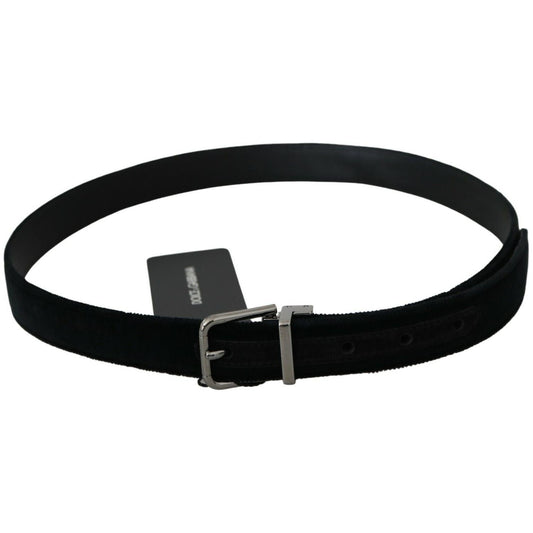 Dolce & Gabbana Elegant Black Leather Belt with Velvet Interior Dolce & Gabbana