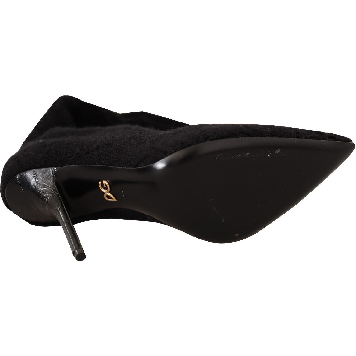 Dolce & Gabbana Black Stretch Socks Knee High Booties Shoes