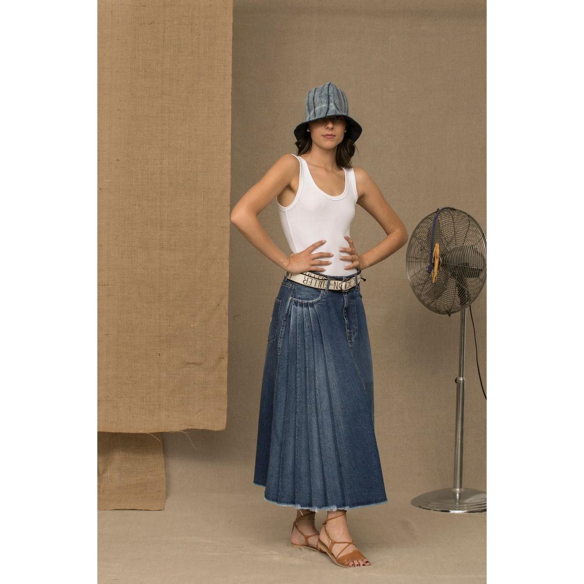 Don The Fuller Chic Blue Denim Pleated Skirt Jeans & Pants Don The Fuller