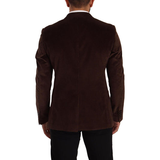 Dolce & Gabbana Elegant Brown Corduroy Slim Fit Blazer Dolce & Gabbana